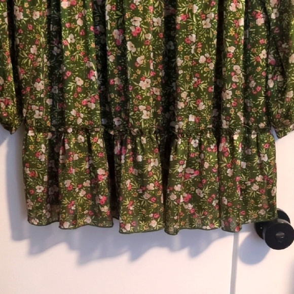Zara Green Floral Long-Sleeve Dress - Picture 4 of 6